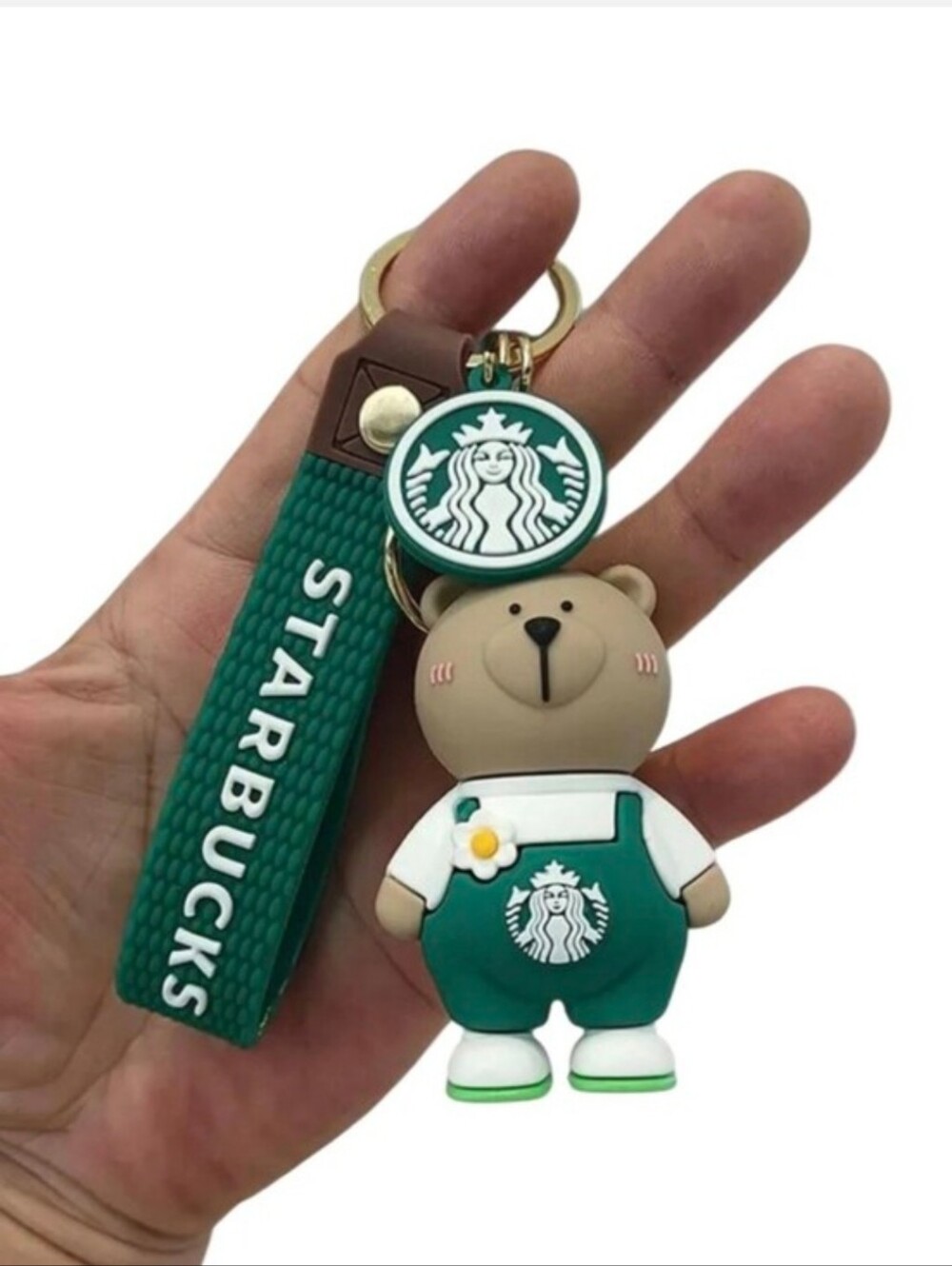 Starbucks Green Bear Keychain Toy - Cute Silicone Bear Keyring